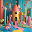 playful exploration of childhood imagination and toy sounds.