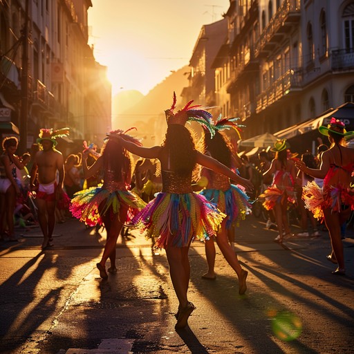 Imagine a musical piece that captures the essence of a joyous brazilian sunrise, filled with optimism and the vibrant rhythms of samba. This track uses the traditional sounds of the pandeiro to bring to life a morning dance along rio's sunlit streets, perfect for starting any day with energy and a smile.