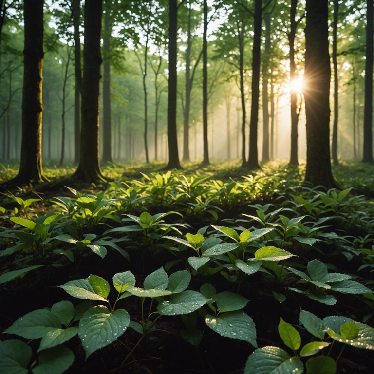 An instrumental track that transports listeners directly into the heart of a verdant forest, where each note played on the acoustic guitar resonates with the natural world's tranquil beauty, creating a soundscape that's both comforting and invigorating.