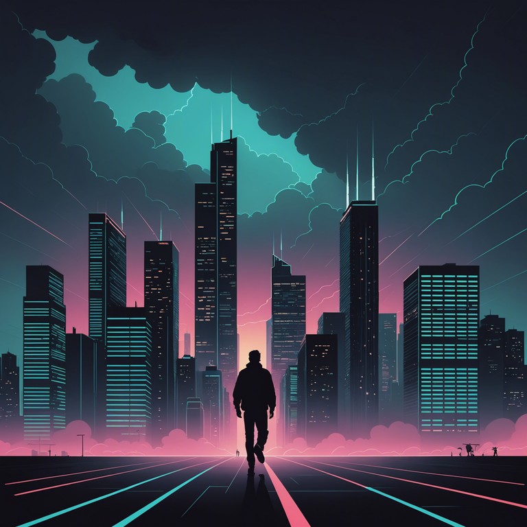 Envision a high stakes scene from a classic 80s film where the protagonist navigates through a futuristic cityscape. The tension in the air is palpable as every sharp turn and shadow could spell danger. This composition features robust electronic beats and eerie synth lines that enhance the feeling of fear and excitement during a nighttime chase.