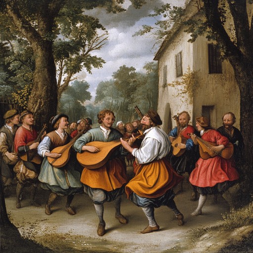 A lively, joyous instrumental piece inspired by medieval troubadour music. Filled with spirited rhythms and enchanting melodies, this composition evokes the scenes of bustling markets and festive dances in ancient villages. The music is characterized by rapid strumming, danceable beats, and an overall celebratory vibe.