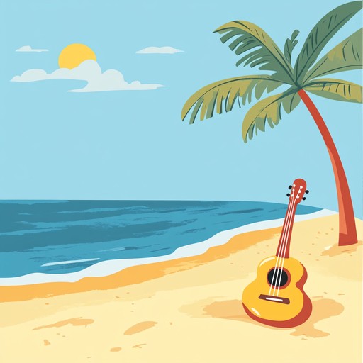 An instrumental upbeat jingle that combines lively ukulele strums with vibrant tropical percussion, evoking joy and adventure on a sunny beach day.