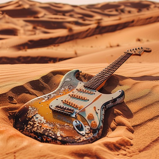 A captivating blend of rock infused with eastern melodies, evoking the feeling of wandering through an endless desert. This track uses electric guitar riffs combined with traditional middle eastern scales and rhythms to create an immersive and hypnotic soundscape that transports listeners to a sun drenched, mysterious world.