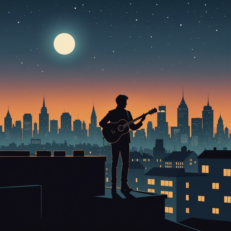 A soul stirring piece capturing the essence of nighttime in a bustling city, where the melancholy, yet hopeful sound of a blues guitar intertwines with distant city noises. Through this blend, listeners experience an emotional journey from loneliness to a sense of quiet companionship with the night.