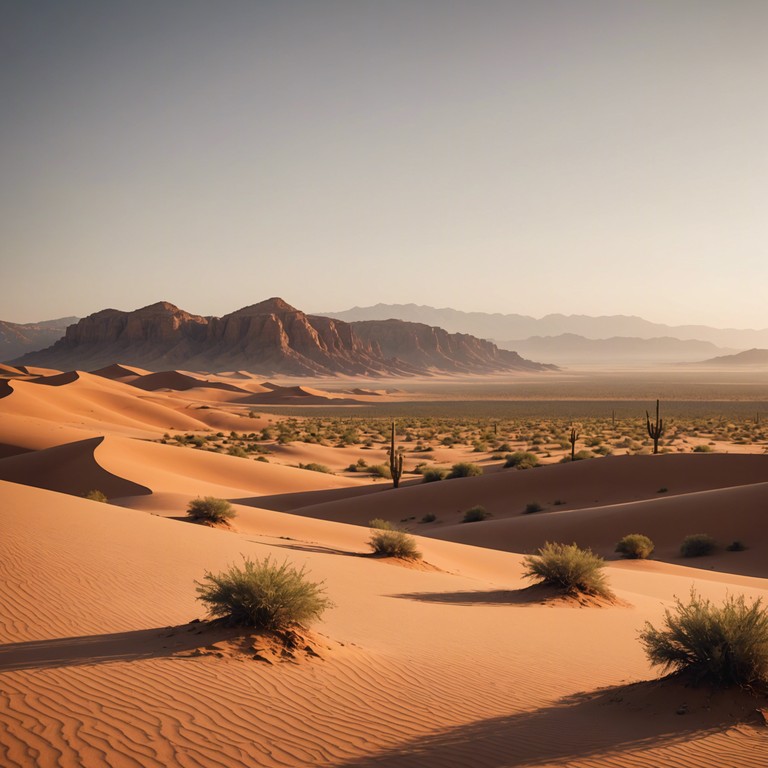 The track features a gentle, flowing melody reminiscent of a quiet desert dawn, where the cool breeze carries whispers of age old secrets and stories untold. The soft, haunting sounds of a duduk blend with traditional rhythms to create a contemplative atmosphere, celebrating the vastness and mystical beauty of the desert.