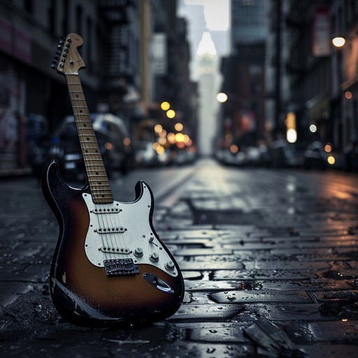 A funky electric guitar riff echoes through a smoky bar, blending the soulfulness of blues with the raw energy of rock. The bass and drums offer a tight, pocket groove, creating an irresistible urge to dance. It captures the essence of late night street performances under the moonlight.