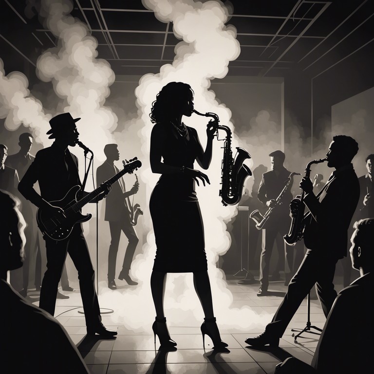 This narrative composition whisks the listener away to a quirky, energetic evening where the old glamour meets new vibes. It's as if the crazy, jazzy spirits of the past are given a new life through funky beats under the shine of a disco ball in a modern cabaret setting.