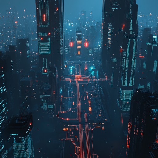 An instrumental electronic piece that immerses listeners in a high octane journey filled with rapid beats, soaring synth lines, and a relentless energy that mirrors the heartbeat of a cybernetic metropolis.