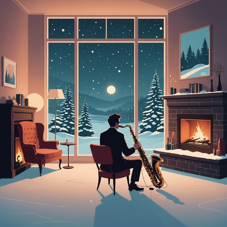 Imagine an upscale lounge on a snowy evening, soft lighting and the sound of a saxophone playing festive tunes creating a perfect escape from the cold. A song that complements the luxurious feel of a winter's night with the simplicity and beauty of softly played holiday classics.