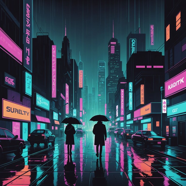 This track captures the essence of a sprawling cyberpunk cityscape, where advanced technology intertwines with human despair. Synth tones and deep bass reflect the high tech vibe while maintaining a somewhat ominous undertone that evokes the feeling of a not so distant dystopian future.