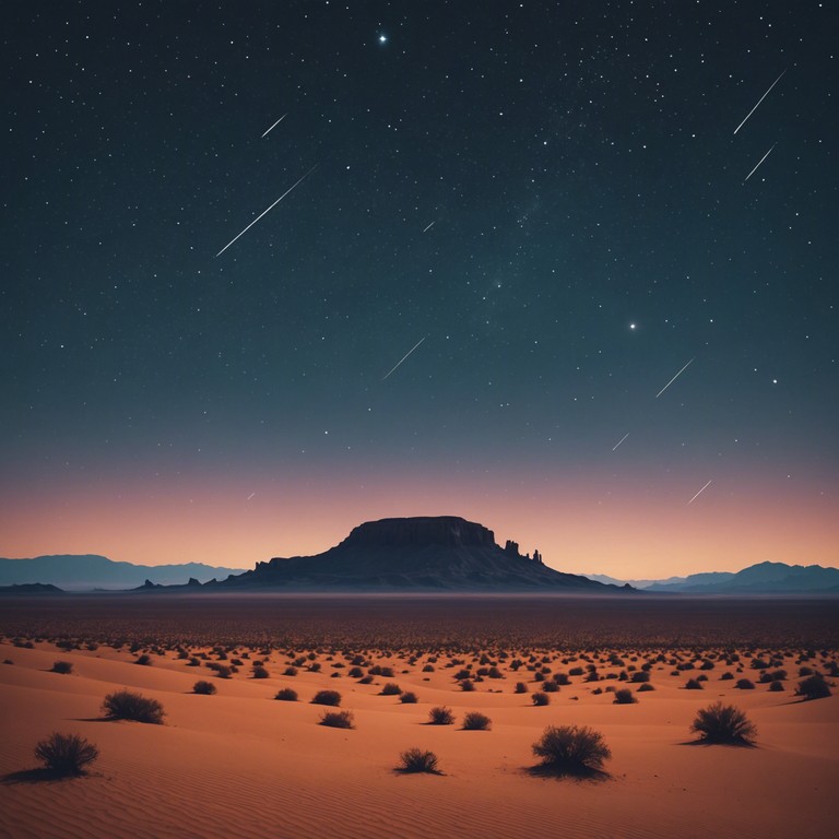 This composition captures the essence of a mystical, enigmatic journey through the desert at night. Featuring tribal drums playing rhythmic, complex patterns, the music evokes the feeling of traveling through vast, open sands under a clear, star filled sky. The intense beats create an atmosphere of urgency and raw energy, seamlessly blending with the quiet of a vast wilderness.