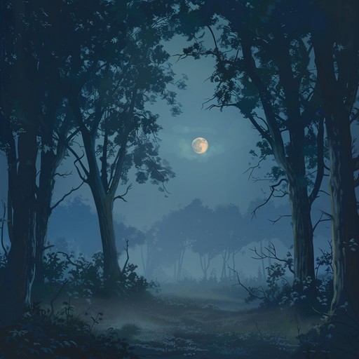 Soft piano melodies interspersed with haunting violin, evoking a mysterious yet tender romance under a moonlit sky. Subtle ambient background sounds add depth, creating an ethereal, timeless quality.