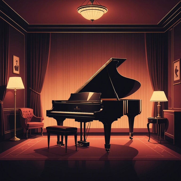 This track features a complex, evocative piano melody that flows through dark and twisted harmonies, creating an atmosphere reminiscent of a dimly lit, underground cabaret. The piece progresses with both subtlety and bold dramatic surges, inviting the listener into a mysterious world of shadows and fleeting beauty.