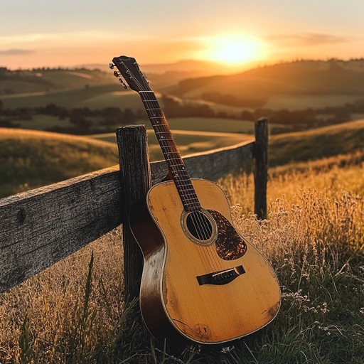 A soothing instrumental piece featuring acoustic guitar and ambient sounds, painting a picture of traveling through vast american landscapes at sunset, invoking feelings of serenity and contemplation.