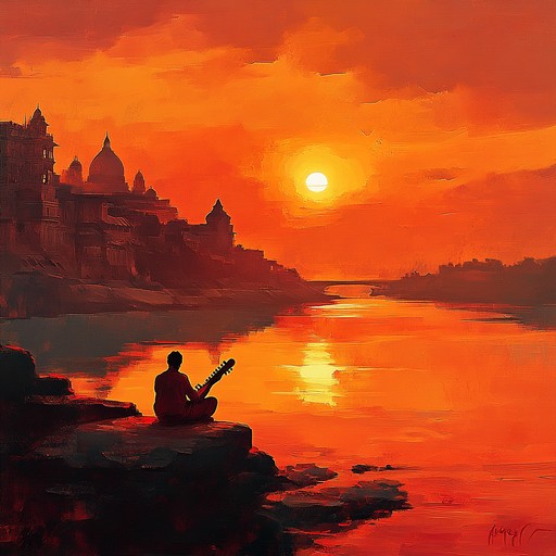 An uplifting instrumental capturing the essence of a sunrise over the ganges river, blending traditional hindustani melodies with energetic rhythms to celebrate new beginnings