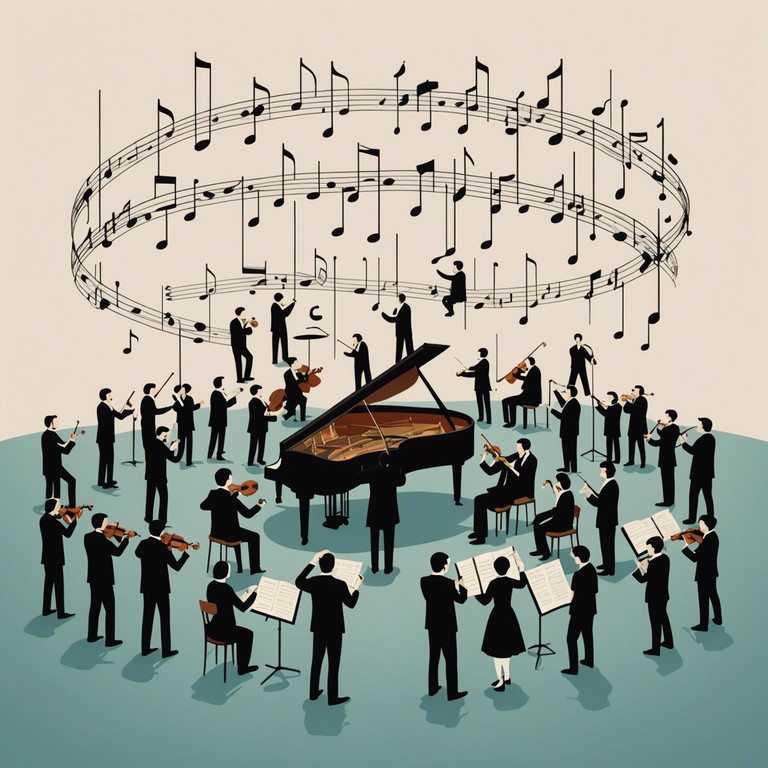 Imagine an orchestra spontaneously breaking into playful, whimsical segments, each musician adding their unique touch of joy and cheerfulness, creating a vivid, energetic musical journey that invites listeners to partake in the fun and frolic.