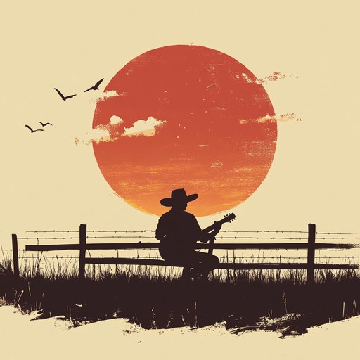 An instrumental song featuring soothing acoustic guitar melodies inspired by western sunsets, conveying a sense of peace and tranquility of open landscapes. Perfect for moments of relaxation and unwinding, it captures the serene essence of the western open fields.