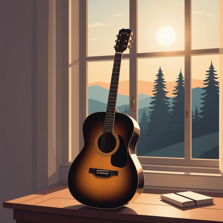 Imagine the first light of sunrise gently illuminating the day, with soft guitar sounds crafting a relaxing ambiance, propelling one into a state of serenity and gentle awakening.