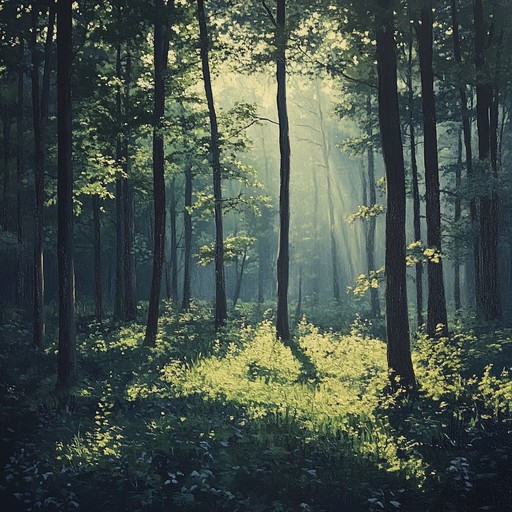 Imagine standing in the heart of a lush forest, surrounded by towering trees and the faint sounds of wildlife around. 'echoes through trees' captures this exact feeling in a delicate and soothing ambient track, perfect for unwinding and meditation.