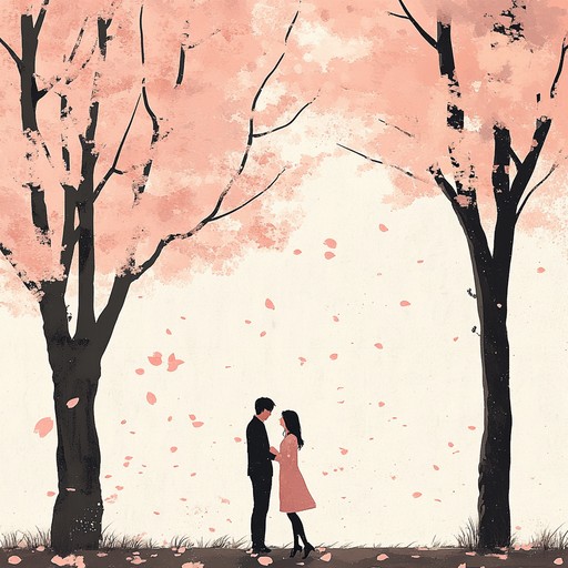 An emotive instrumental jpop composition that conveys the feelings of young love blossoming under the cherry blossom trees in spring, using gentle melodies and uplifting harmonies to evoke a sense of warmth and tenderness