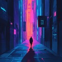 an anxious synthwave odyssey through neon lit cyberpunk city