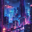 bright cityscape with pulsating, futuristic beats