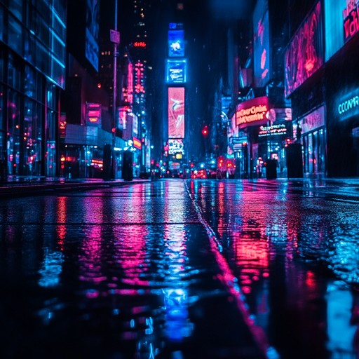 An instrumental smooth trap track that evokes the feeling of wandering through neon lit city streets at night, blending mellow beats with ambient urban soundscapes and haunting melodies