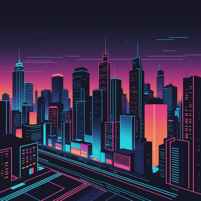 Set in a bustling cyberpunk metropolis, this track embodies the essence of a neon soaked landscape with pulsating rhythms and atmospheric depth created by an expertly played synthesizer. Through each note, the story of a radiant, digital city comes to life, resonating with the vibes of high tech and high energy living.