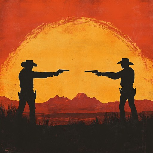 This track captures the essence of a climactic duel in the dusty heart of the wild west, featuring strong rhythmic elements and a tense build up that conveys the high stakes of a gunslinger's showdown. The music intensifies as the moment of the duel approaches, encapsulating the ruggedness and lawlessness of the period.