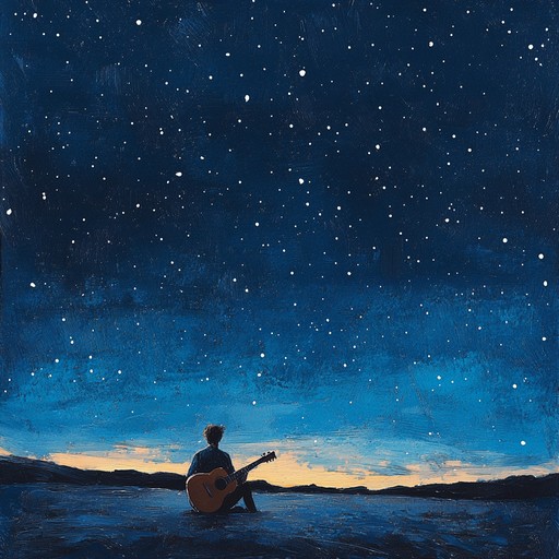 An instrumental blues rock composition that blends soulful guitar melodies with gentle rhythms, evoking the serenity of midnight reflections under a starlit sky.