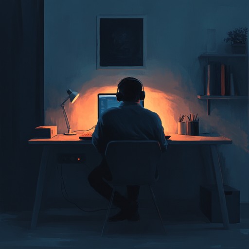 In a softly lit room, an introspective artist layers ethereal synthesizer sounds beneath gentle, whispering vocals. The track captures a sense of comfort and warmth, while subtly expressing the vulnerability and introspection typical of late night thoughts. This unique bedroom pop piece melds minimalist synth patterns with reflective lyrical content, creating a soothing yet emotionally deep environment.