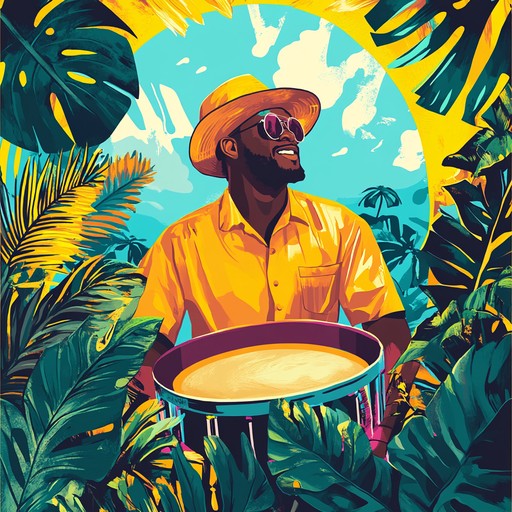 A cheerful instrumental muzak piece that incorporates tropical calypso rhythms and melodies, featuring steelpan and gentle percussion. Ideal for creating a festive and uplifting atmosphere in any setting.