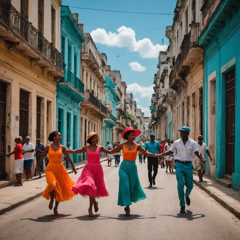 This track captures the essence of a vibrant havana street scene with energetic percussion and dance inducing beats. It features traditional afro cuban rhythms blended with a modern, confident flair, providing a soundscape that transports listeners straight to a lively cuban celebration. The music is characterized by its powerful, uplifting nature that encourages joy and dancing.