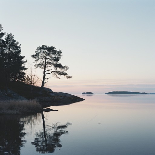 Immerse yourself in the peaceful nuances of a finnish twilight, where the serene waves gently lap against the shore, and the soft melodies of suomipop create an atmosphere of deep tranquility. This instrumental piece invites you to a calm, reflective evening by the lakeside, with soothing tones and gentle harmonies that embody the quiet beauty of the finnish landscape.