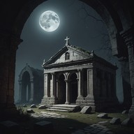 dark echoes in moonlit ancient crypt