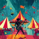 whimsical carnival meets intense metal guitar solos.