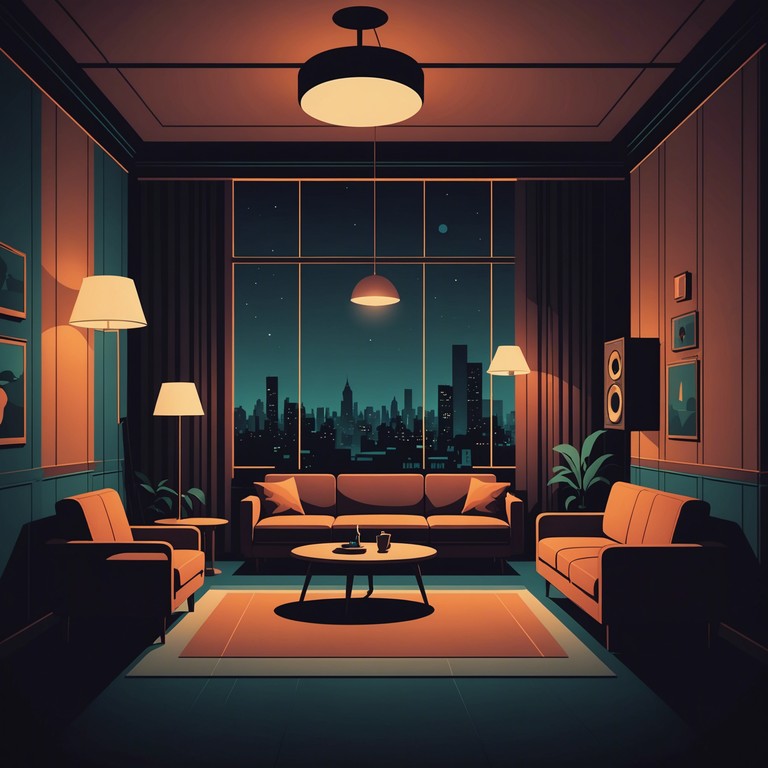 Imagine a music track where the elegance of bossa nova blends with an eerie, suspenseful mood created by unusual chord progressions and haunting melodies. This piece perfectly sets an enigmatic ambiance for thrillers or late night lounge moods, featuring a central haunting flute melody complemented by subtle percussion.