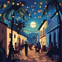 upbeat rumba rhythms evoke joyous dancing under moonlit skies