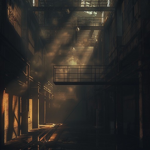 Dive into pulsating, mechanical beats with eerie echoes, blending heavy industrial sounds with gritty rock guitar riffs for a haunting atmosphere. Dark and intriguing, this instrumental track immerses listeners in a dystopian factory's nightmarish soundscape.