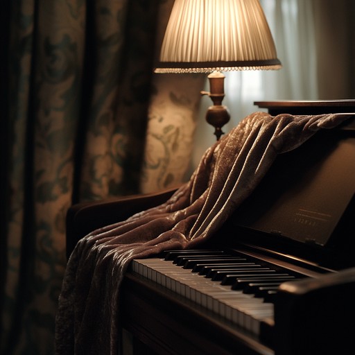 A tender piano piece set against rich, velvety lounge textures, suitable for a relaxed and intimate environment, where each note gently caresses the listener. The composition brings a soothing, nostalgic air, perfect for unwinding or a quiet evening with someone special. Expect intricate harmonies and a flowing, gentle dynamic throughout.