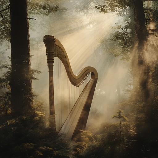 Delve deeper into an enchanted medieval forest where every harp string’s vibration brings alive tales of lore and chivalry. With each note, imagine the fog parting slightly, revealing secrets of ancient times preserved within the autumn leaves.