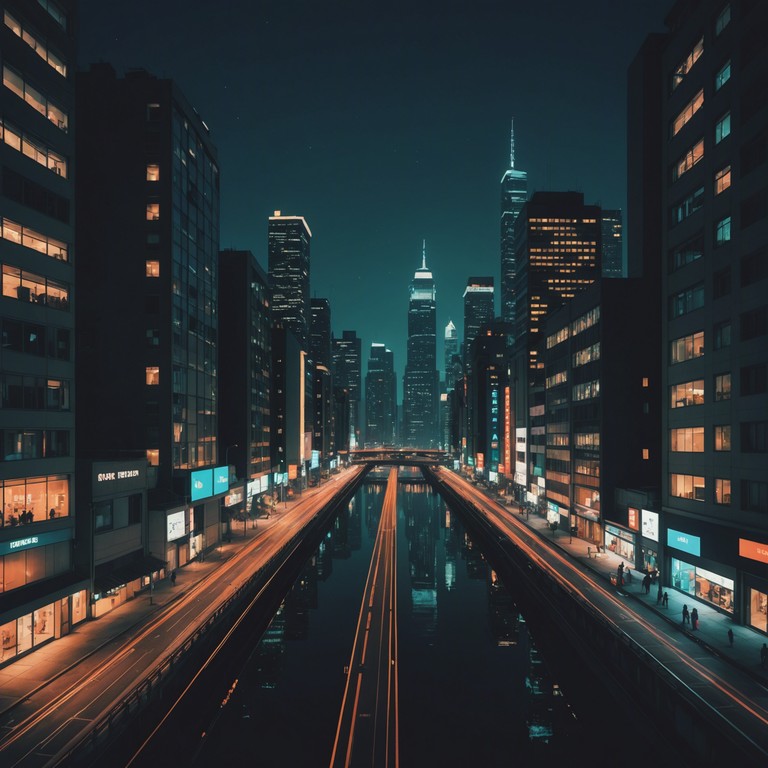 Imagine an exhilarating drive through a city glowing with neon lights, where the palpable energy of the nightlife is translated into sound, offering a rich layered synthesis of rhythmic beats and ephemeral melodic contours.