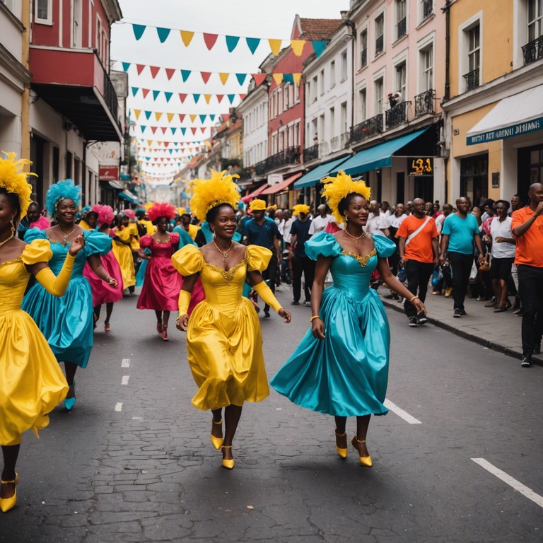 This track blends the pulsating energy of urban life with the festive spirit of a carnival, intertwining rhythmic complexities with layers of vibrant, city inspired sounds. A lively percussion section drives the beat, capturing the essence of both a bustling metropolis and a lively festival.