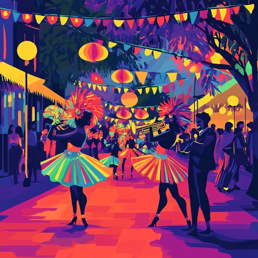 An instrumental track that ignites the spirit of festivity, blending lively percussion, bold brass, and infectious mambo rhythms, evoking images of a colorful carnival night with joyful dancing under the stars.