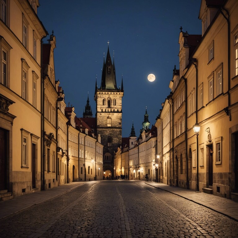 This composition paints an auditory portrait of prague’s picturesque evenings, enveloped in the soft play of moonlight on architectural marvels, with piano notes gently echoing across the vltavas serene expanse, creating a symphony of quiet introspection and timeless beauty.