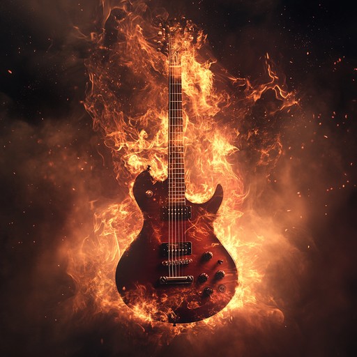 A relentless onslaught of distorted electric guitar riffs complemented by pounding, ferocious drum beats. The track harnesses an intense energy, fusing aggressive metal elements with high octane percussion, creating an explosive auditory experience.