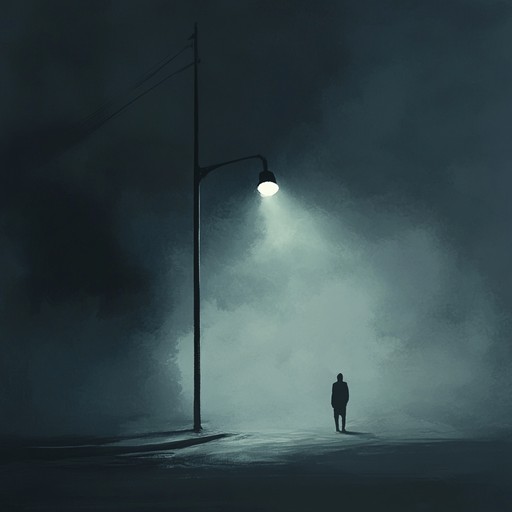 This composition features a deep, resonating atmosphere where electronic beats emerge from the shadows, creating a sense of isolation and introspection. The soundscape is layered with haunting melodies that reverberate as if bouncing off distant, unseen walls. The piece evolves slowly, drawing listeners into a deeper state of contemplation and unease.