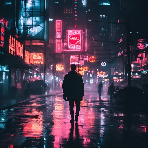 An instrumental lofi track blending smooth beats with ambient city sounds, evoking the confidence and energy of strolling through neon lit streets after dark.