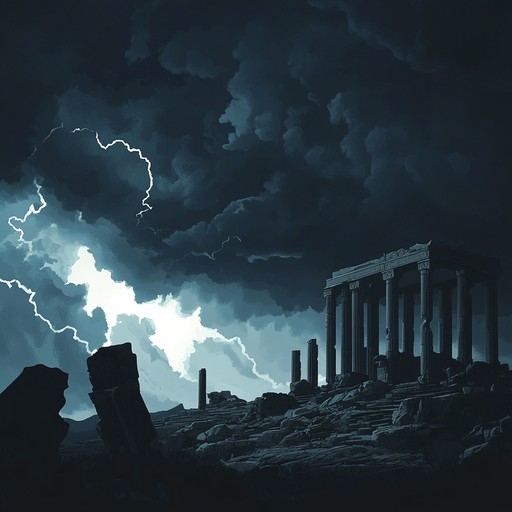 An orchestral composition that evokes the grandeur and mystery of lost ancient civilizations, utilizing thunderous drums, sweeping violin ensembles, and a majestic chorus to create a sound that is both timeless and powerful.