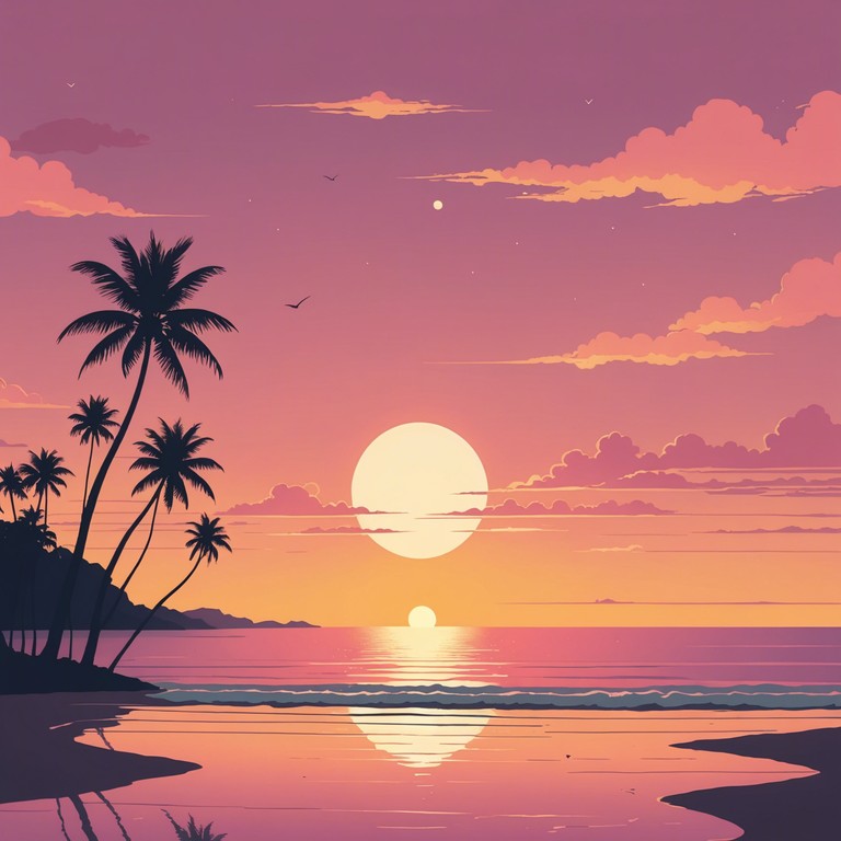 An instrumental track that captures the essence of a vibrant sunset with an energizing twist, featuring upbeat rhythms and soothing synth landscapes for a chill yet stimulating auditory experience.